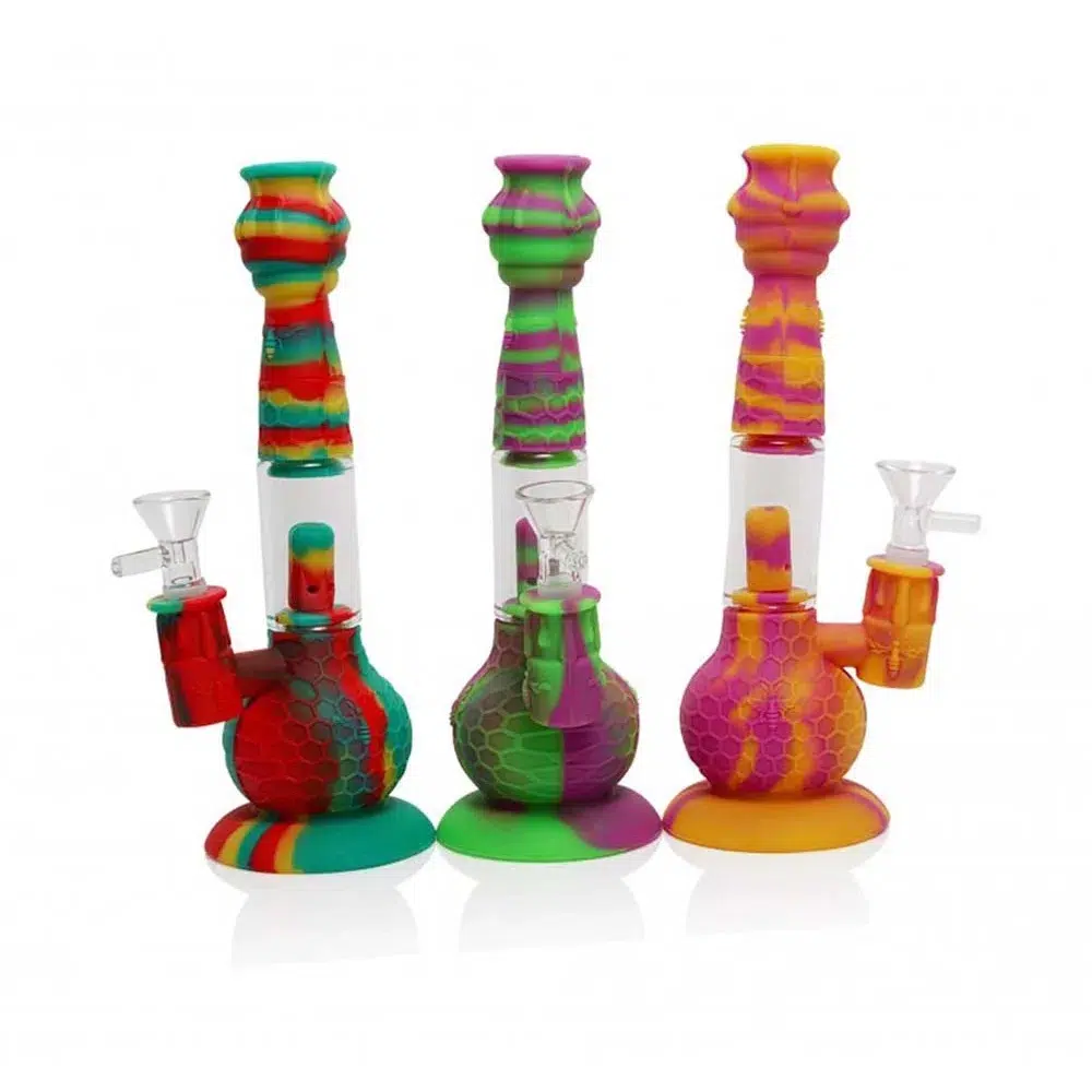 SWP29 - 6" Honeycomb Design Silicon Single Perk Water Pipe