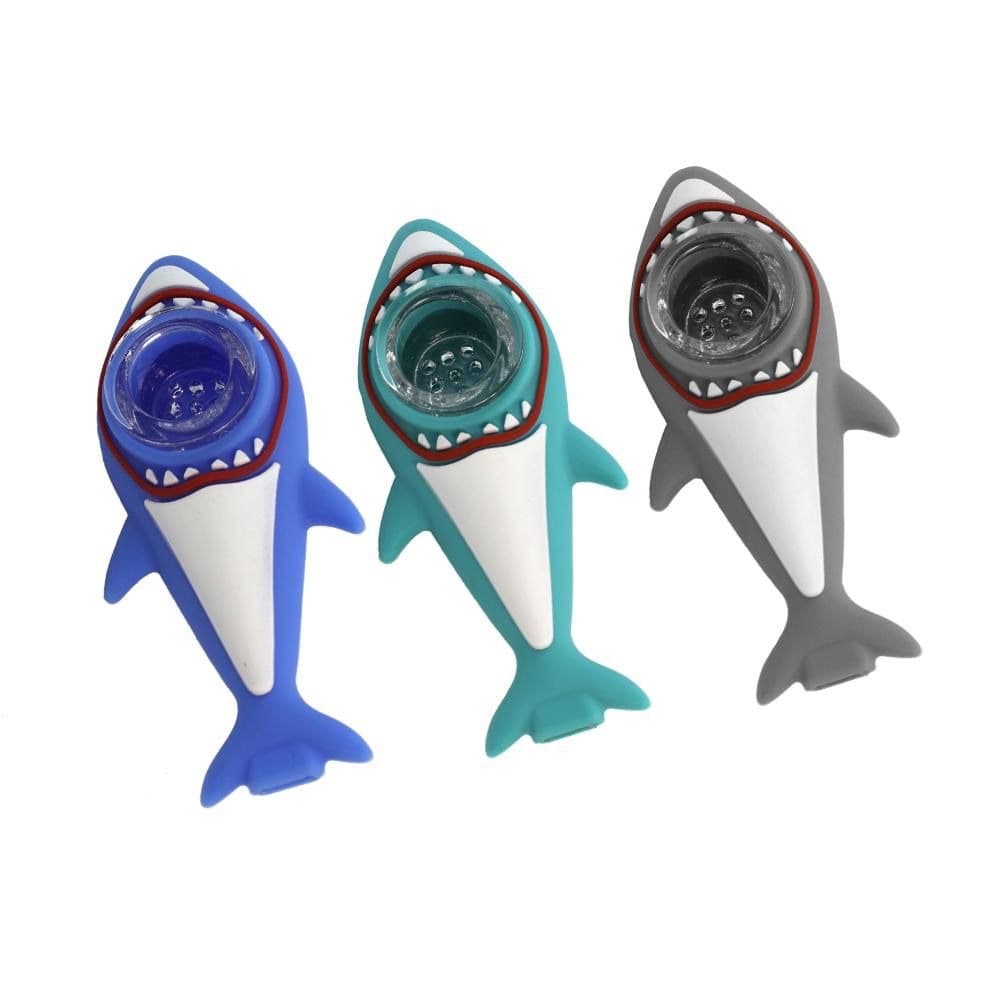 (01107) SHP46 Silicon Hand Pipe Shark Mix Colors (Pack of 2)