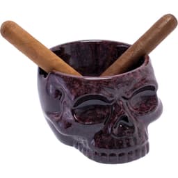 Large Skull Head Cigar Ashtray - Glazed Chocolate (A285)