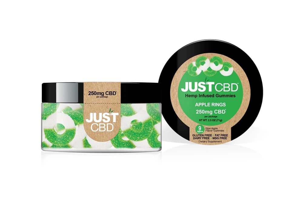 Just CBD 250MG Hemp Infused Gummies - Apple Rings
