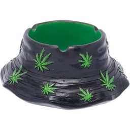 6in Black &amp; Green Leaf Bucket Hat Ashtray (LT242)