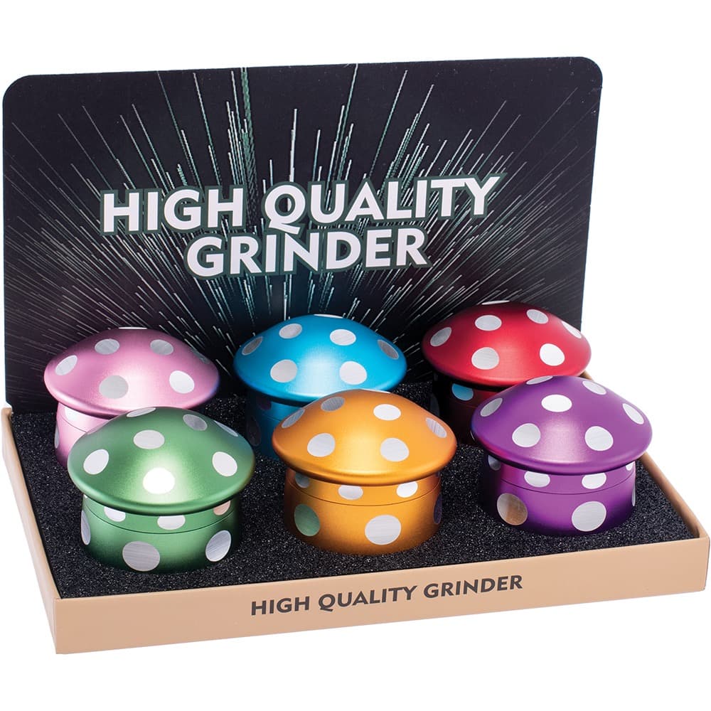 G1704- Mushroom Aluminium Grinder (Display of 6) (Unit Cost $8.99)