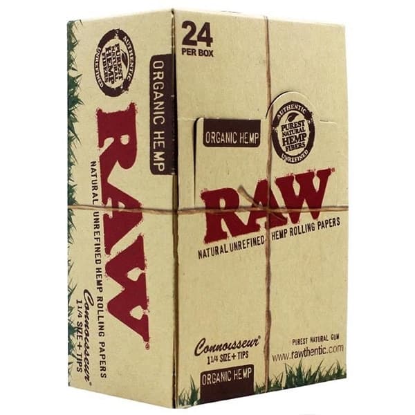 Raw Organic Hemp Connoisseur 1 1/4+Tips (24 Per Box)