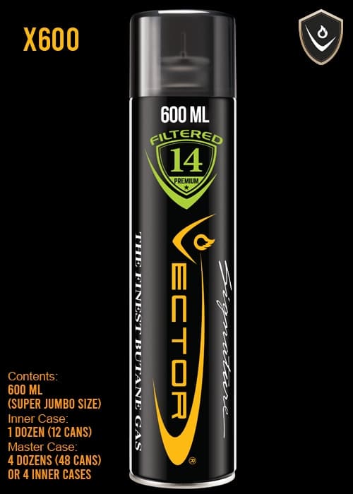 Vector X600 Refill 14 Premium Butane Gas (12Cans of 600ML)