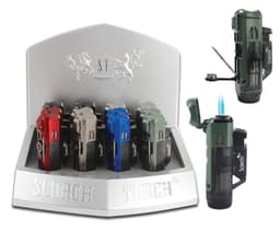 Scorch Torch 61758 Satin Finish Double Burner Display of 12