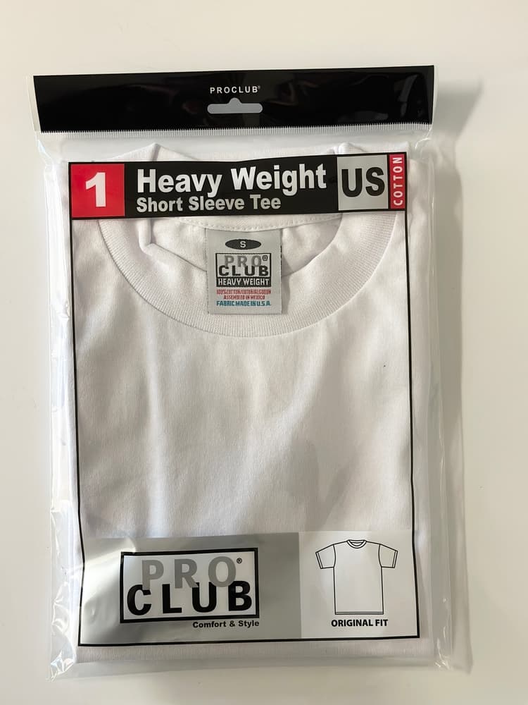 Pro Club Men’s White Heavyweight Short Sleeve T-Shirt (Small)