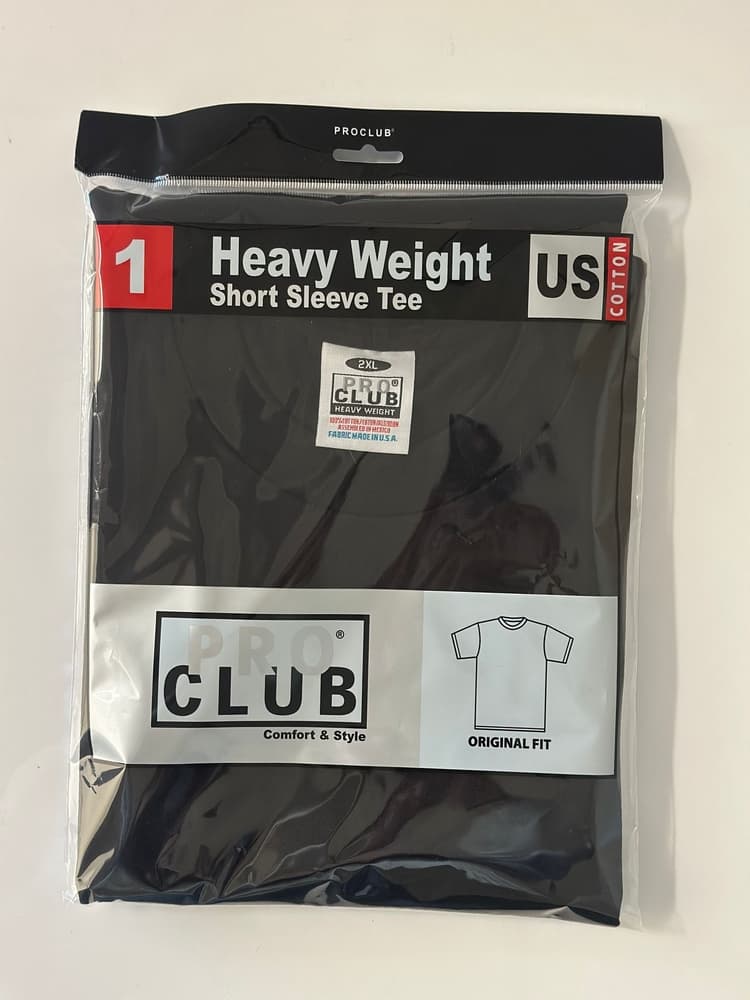 Pro Club Men's Black Heavyweight Short Sleeve T-Shirt (2XL)
