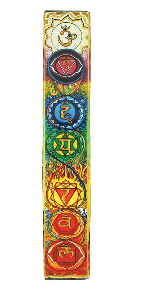 11″ Seven Chakras Wooden Incense Ashcatcher (Pack of 6)
