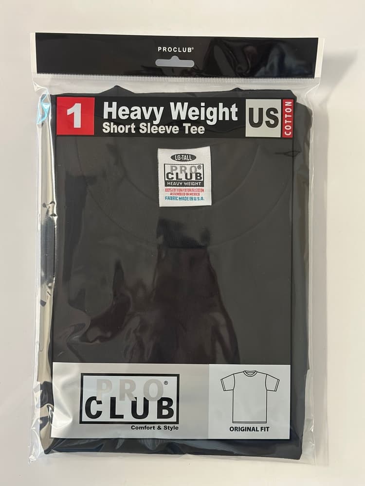 Pro Club Men's Black Heavyweight Short Sleeve T-Shirt (LG-Tall)