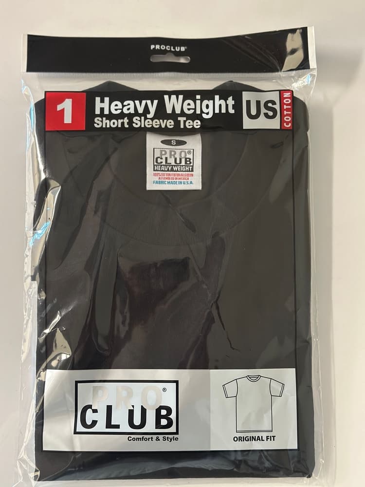 Pro Club Men's Black Heavyweight Short Sleeve T-Shirt (Small)