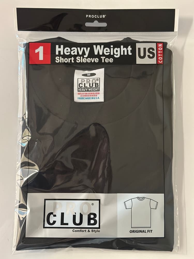 Pro Club Men's Black Heavyweight Short Sleeve T-Shirt (Medium)