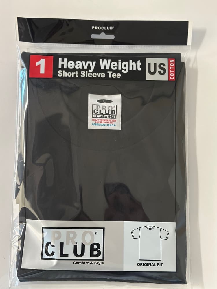 Pro Club Men's Black Heavyweight Short Sleeve T-Shirt (Large)