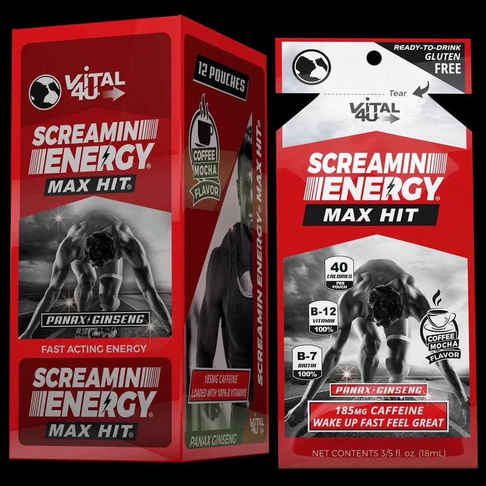 Vital 4 U Screaming Energy 12ct Coffee Mocha (Unit Cost $1.08)