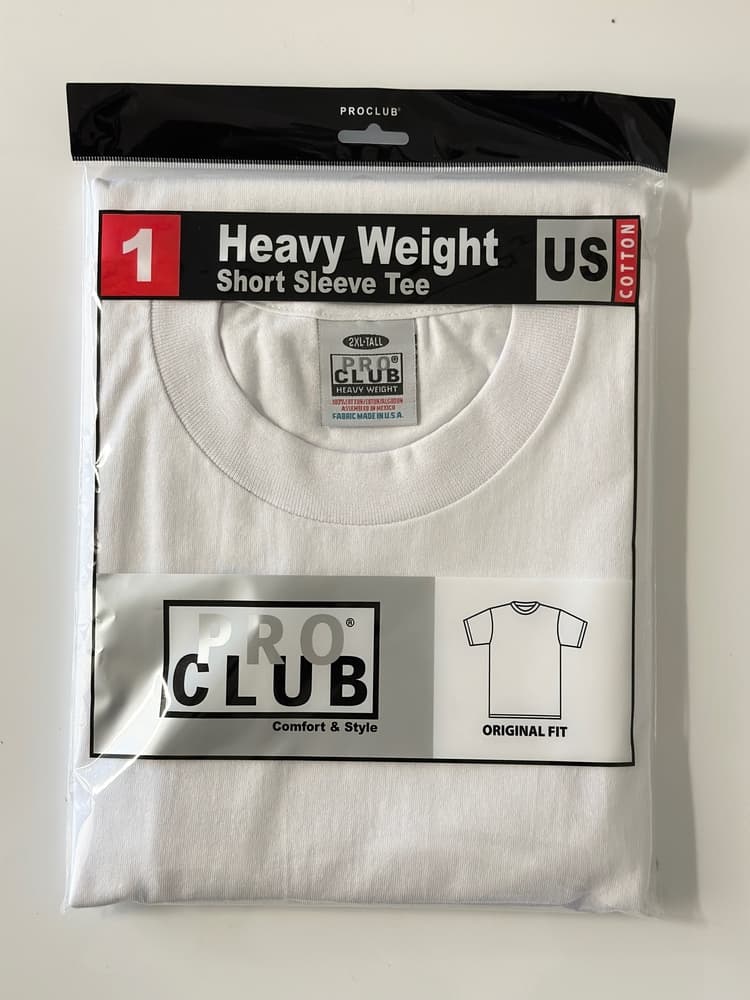 Pro Club Men’s White Heavyweight Short Sleeve T-Shirt (2XL-Tall)