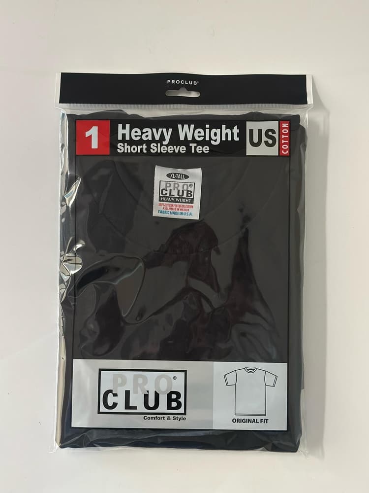 Pro Club Men's Black Heavyweight Short Sleeve T-Shirt (XL-Tall)