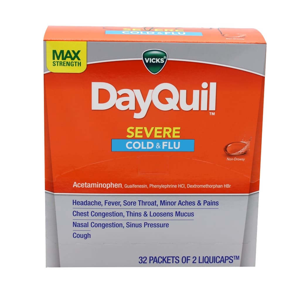 Dayquil Cold &amp; Flu 2CT Caplets Severe Multi Symptom (32 Packs of 2 Liquicaps) (Unit Cost $0.87)
