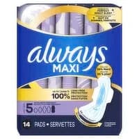 Always Maxi Overnight Pad 14ct Size 5 with Wings Extra Heavy Unscented