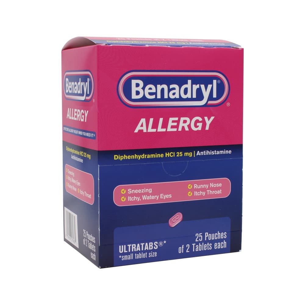 Benadryl Allergy Relief 2CT Tablet Box (25 Pouches of 2 Tabs) (Unit Cost $ 0.39)