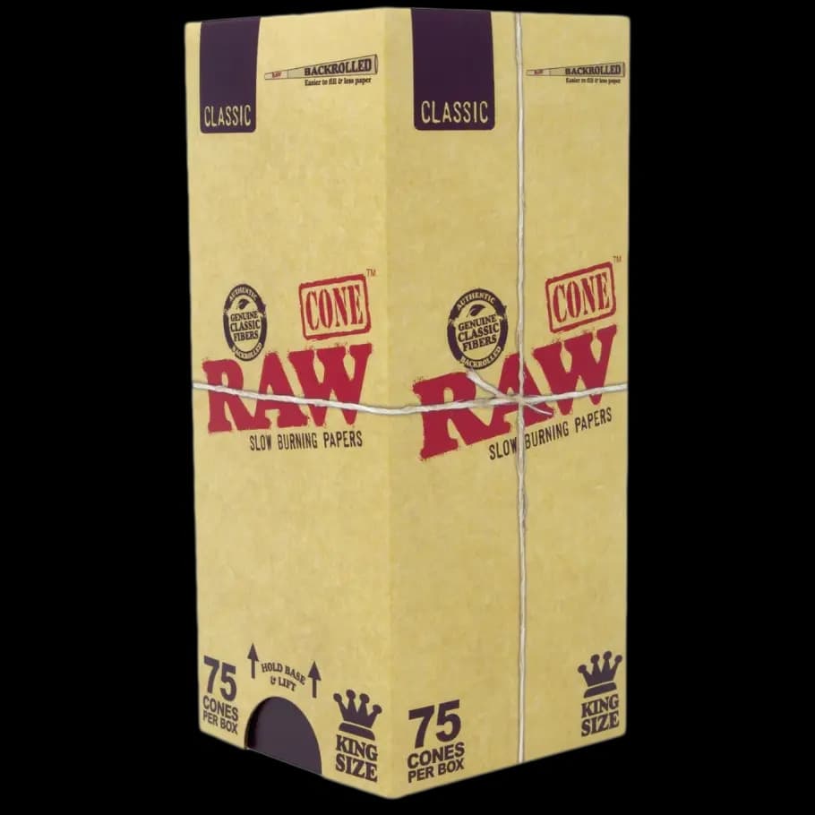 RAW Classic King Size Organic Backrolled Cones - 75ct