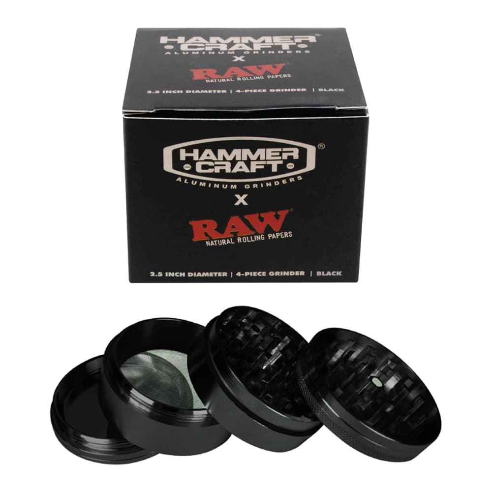 Hammer Craft x RAW 2.5in 4pc Grinder (Black)