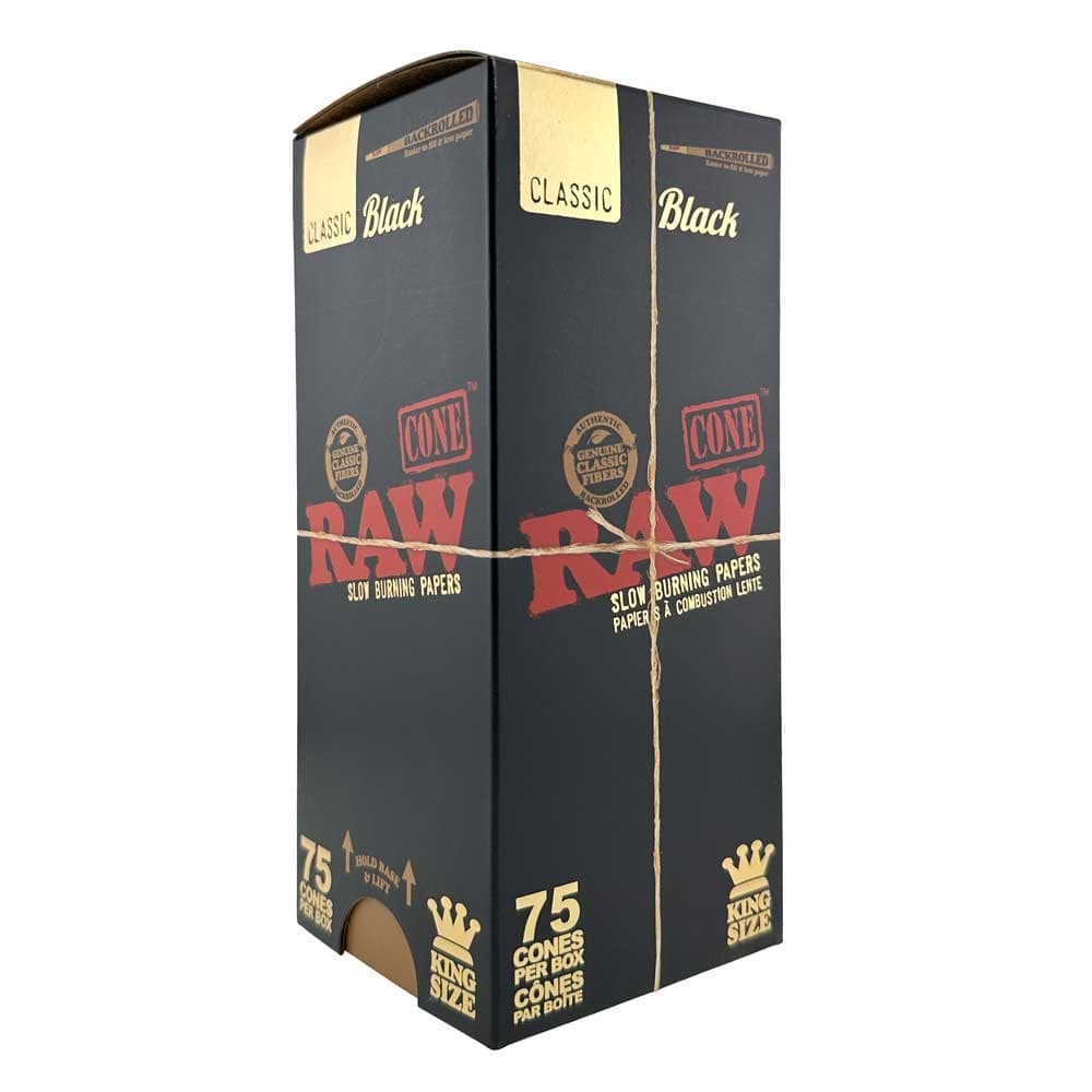 RAW Classic Black Backrolled King Size Cones (75ct)