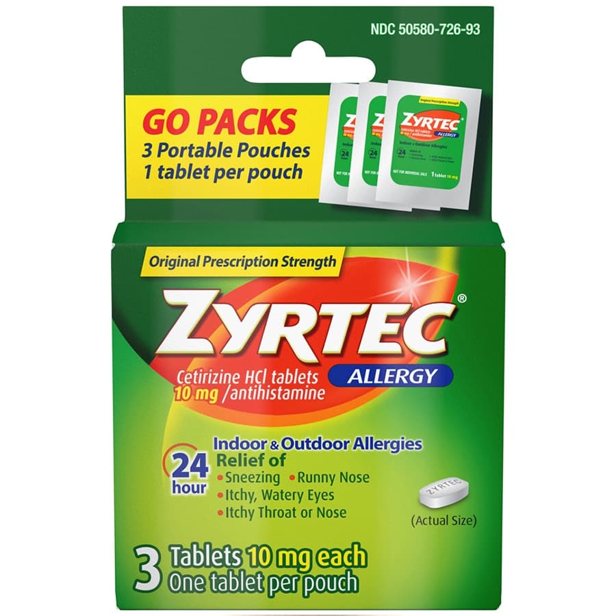 Zyrtec Allergy Relief 3CT 10MG Tabs (Pack of 6) (Unit Cost 3.49)