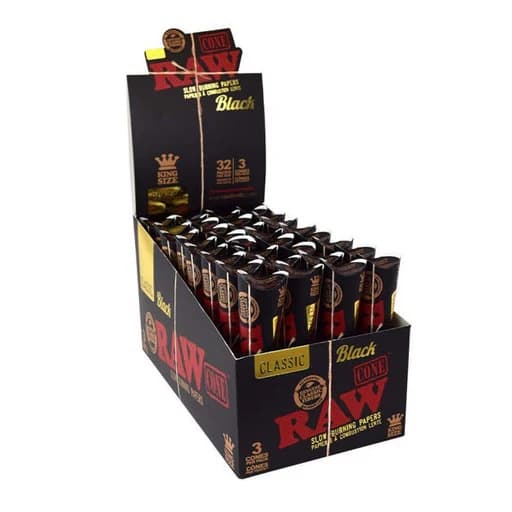 RAW BLACK CLASSIC CONES -KING SIZE  (3 CONES PER PACK)