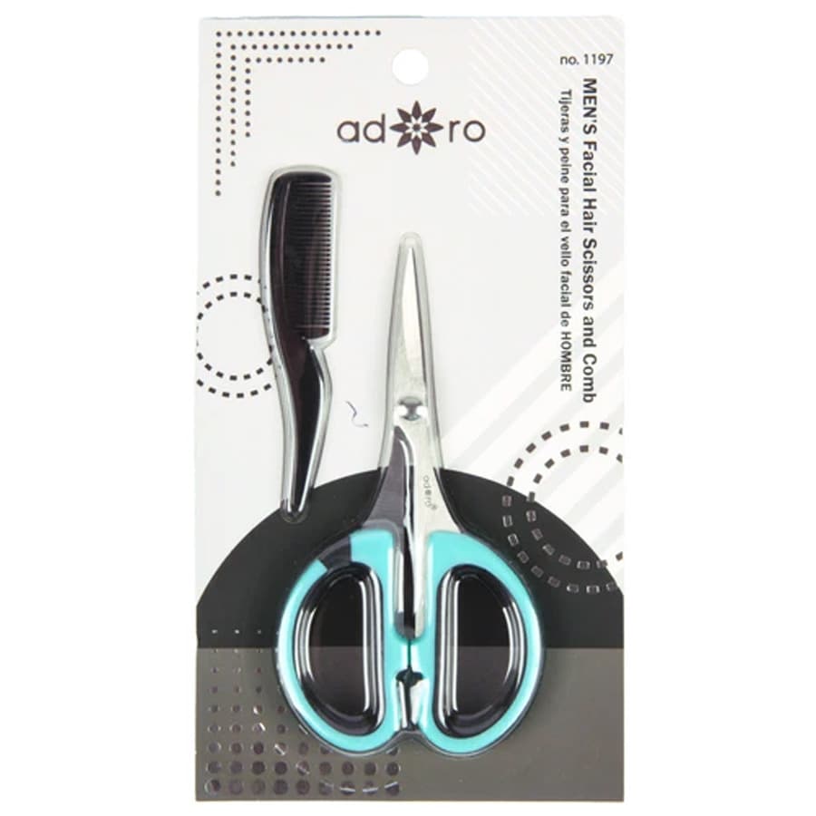 Adoro Men's Facial Hair Scissor &amp; Comb 2pc Set Blister (12ct) (Unit Cost $0.91)