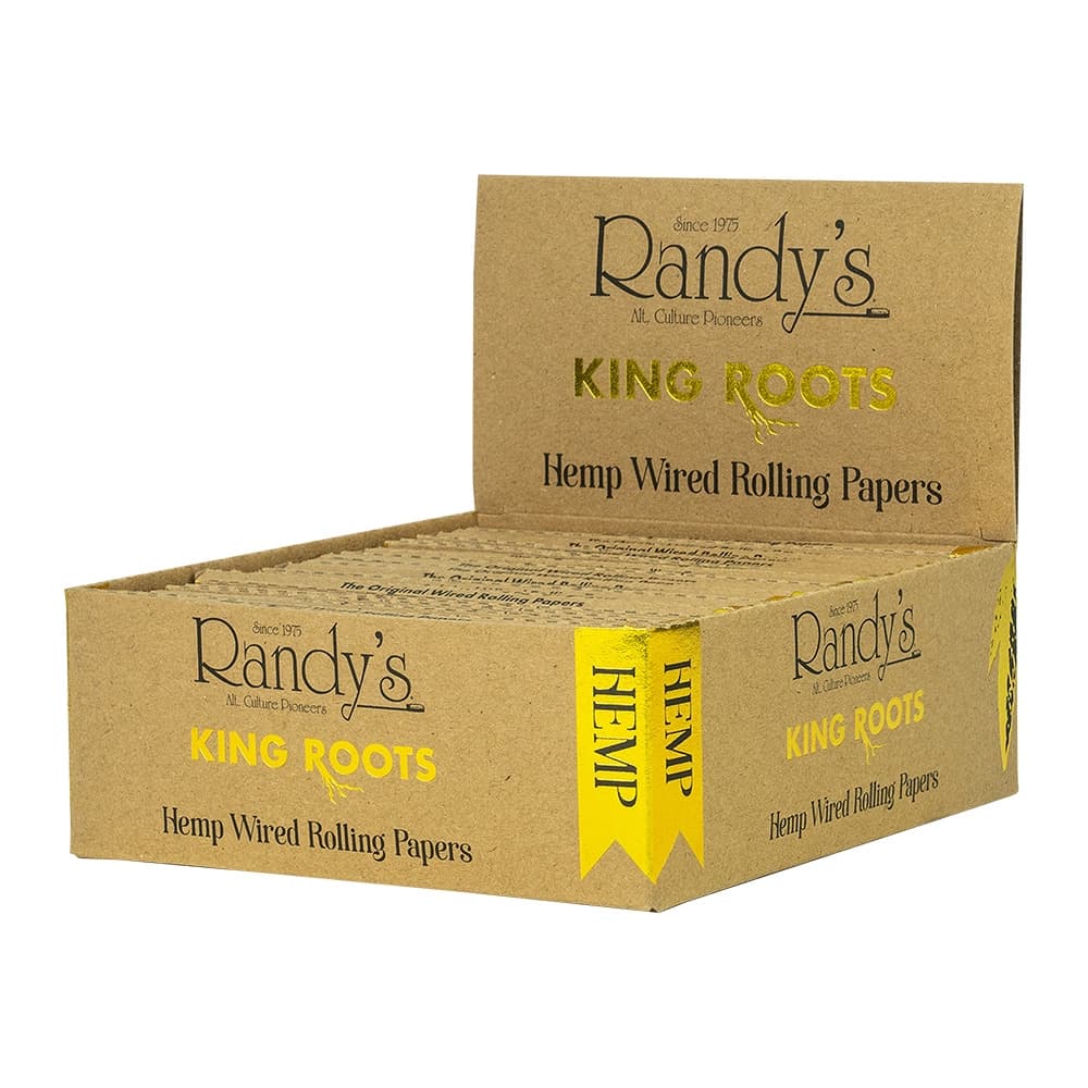 RANDY'S KING ROOTS HEMP WIRED ROLLING PAPERS (DISPLAY OF 25)