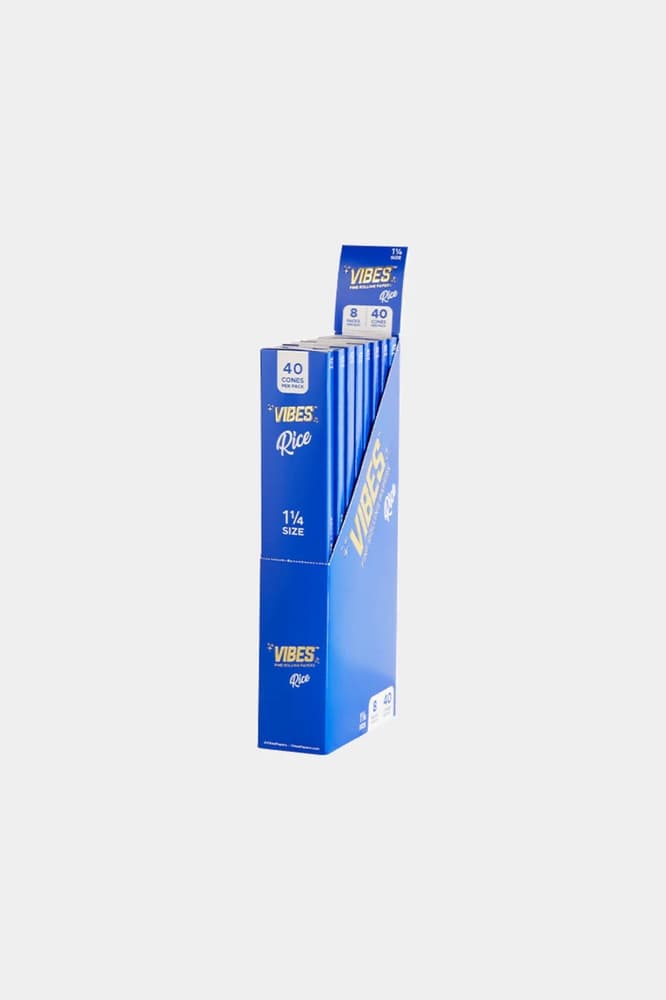 VIBES RICE ROLLING PAPERS 1 1/4 (8PACKS/40CONES)
