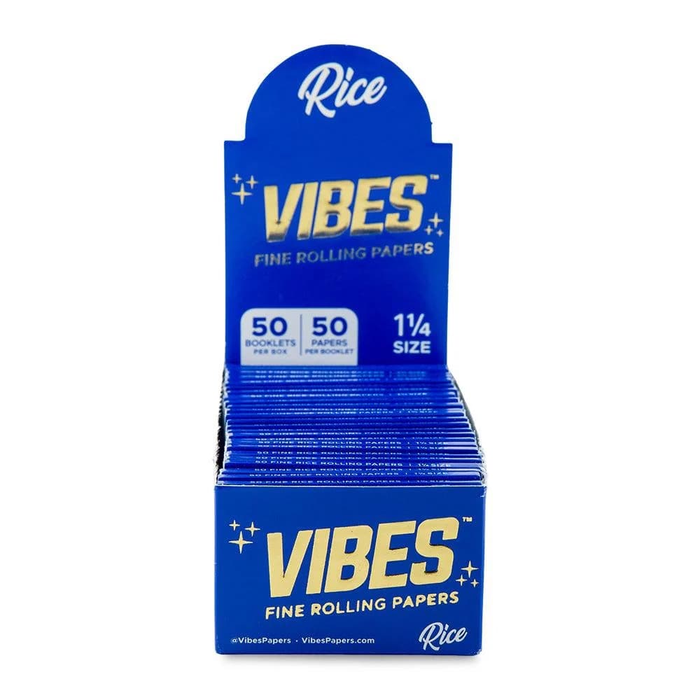 VIBES RICE ROLLING PAPERS 1-1/4 SIZE - (50 BOOKLETS|50PAPERS)