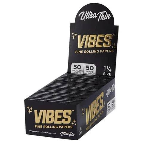 VIBES ULTRA-THIN ROLLING PAPERS 1-1/4 SIZE (50 BOOKLETS|50 PAPERS)