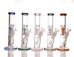 B38 - 10" Assorted Colors 3.8MM Thickness Tree Perc Straightshooter Water Pipe