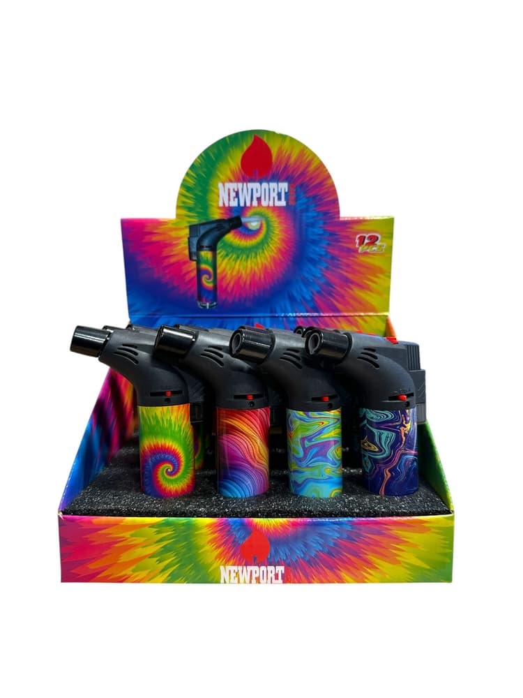 Newport Torch Zero Lighters - Colorful Design (12ct)