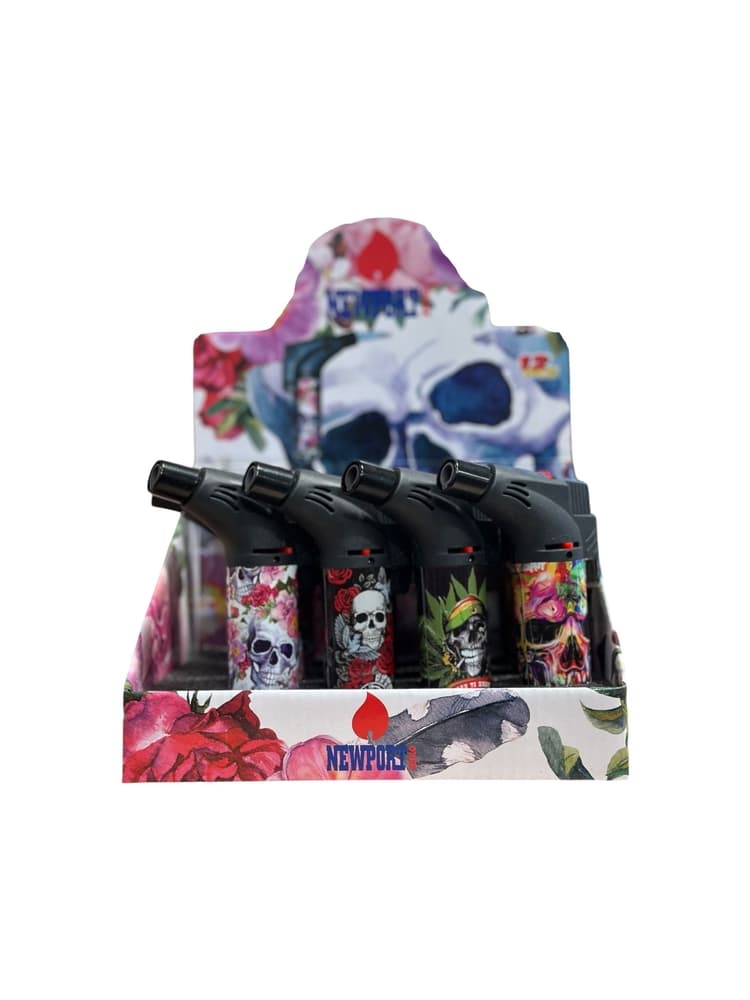 Newport Zero Torch Lighters - Skull Design (12ct)