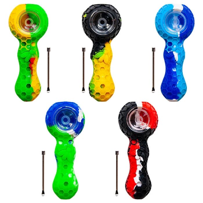 SHP55- 4" Silicone Spoon Pipe With Bee Design