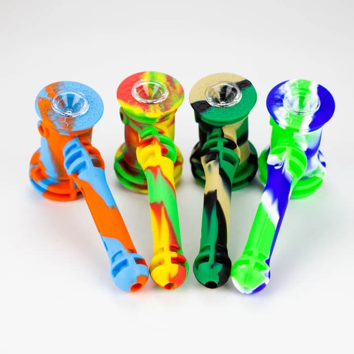 SHP29 -- Assorted Color Silicone Hammer Handpipe With Dab Tool