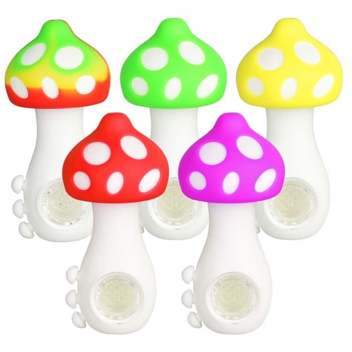 SHP7- 5" Asoorted Color Mushroom Silicone Handpipe (Pack of 5) (Unit Cost $3.99)