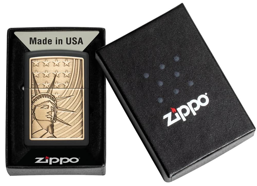 Zippo Lighter 48921 LIBERTY AND FLAG EMBELM