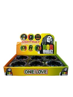 Bob Marley Mushroom Design Glass Ashtrays (6ct) (13056)