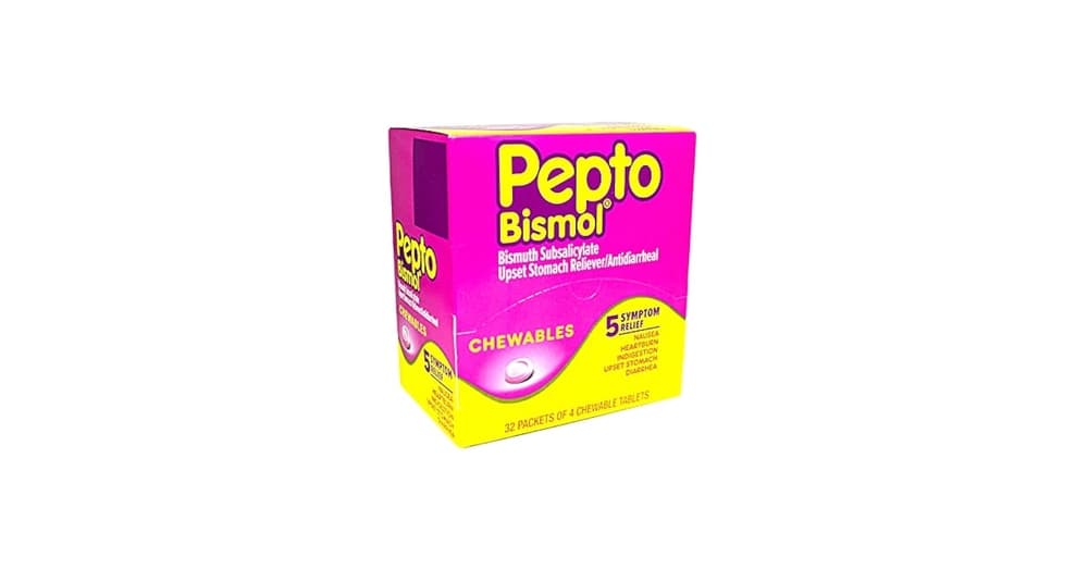 Pepto Bismol Diarrhea Relief 4CT Original Chewable (32 Packs of 4 Tabs) (Unit Cost $0.90)