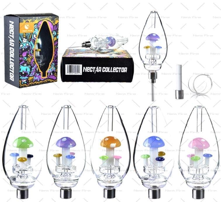 NC131 - Colorful Mushroom Perc Nectar Collector Kit with 14MM Ceramic Tip (70412)