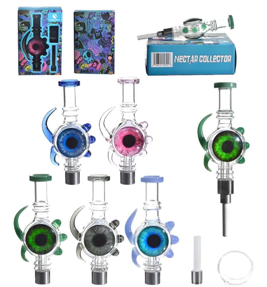 NC133- 5" Monster Eye Design Nectar Collector with Ceramic Screw on Nail (25696)