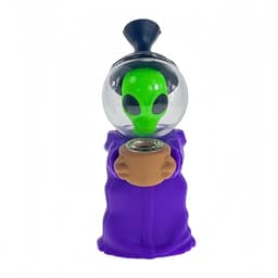F42 - 6.7" Design Alien Silicone Bubbler with Glass Helmet