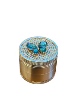 50MM 4 Parts Aluminium Alloy Crystal Butterfly Diamond Design Herb Grinder (80115)