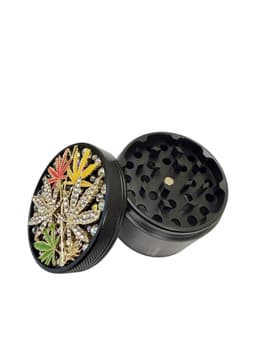 63MM 4 Parts Aluminium Alloy Hemp Leaf Diamond Design Herb Grinder (70985)