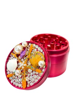 63MM 4 Parts Aluminium Alloy Strafish &amp; Shell Diamond Design Herb Grinder (70989)