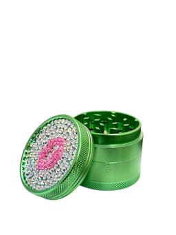50MM 4 Parts Aluminium Alloy Red Lips Diamond Design Herb Grinder (80110)