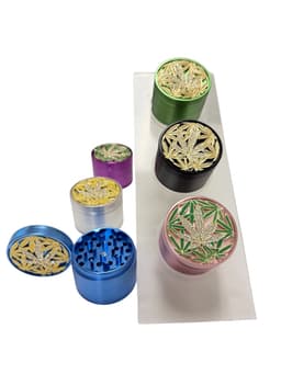 63MM 4 Parts Aluminium Alloy Hemp Leaf Diamond Design Herb Grinder (70983)