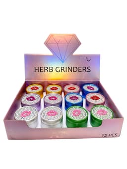 50MM 4 Parts Aluminium Alloy Red Lips Diamond Design Herb Grinder (80110)